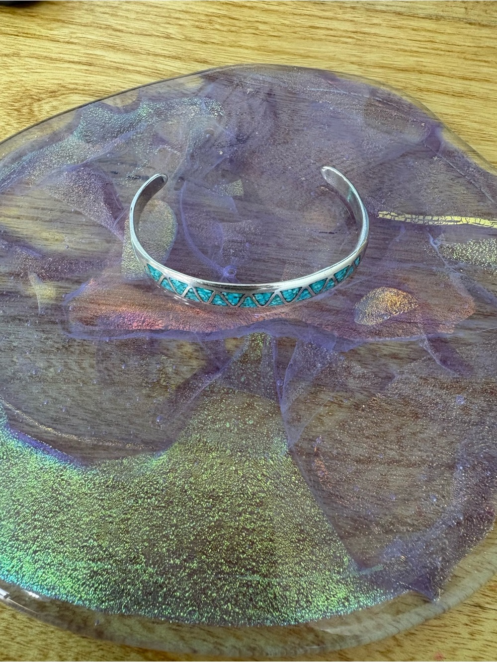 Turquoise Inlay Silver Cuff Bracelet